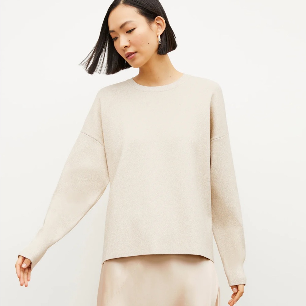 Para Sweatshirt - Metallic Jardigan Knit :: Ivory / Champagne M.M. Lafleur